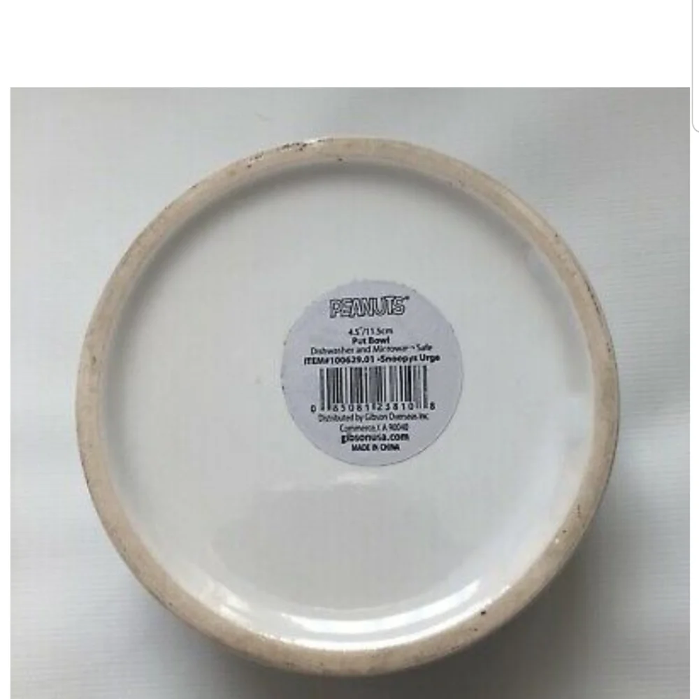 SNOOPY SUPPERTIME CERAMIC DOG CAT PET FOOD DISH PEANUTS SNACK BOWL 4.5”
